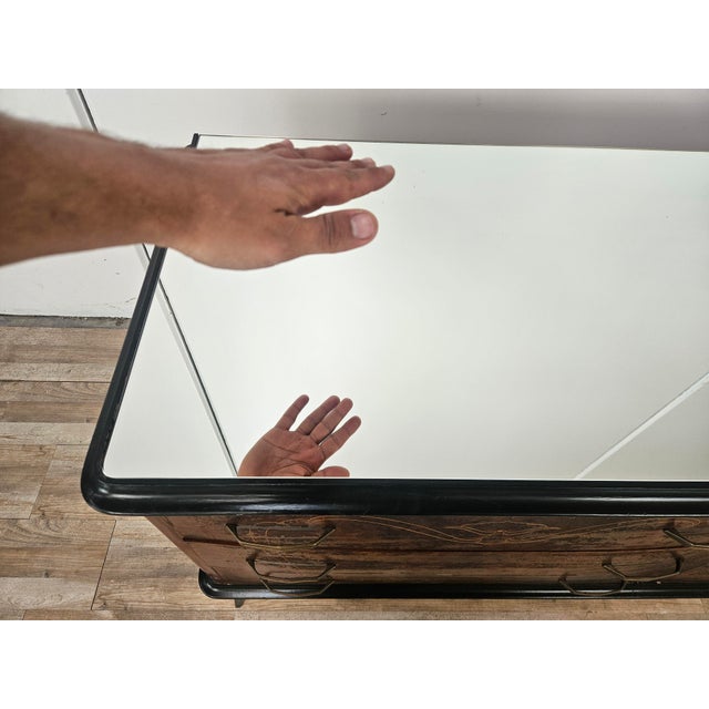 Mahogany-Paneled Chest of Drawers with Mirrored Top, 1960 For Sale - Image 4 of 14