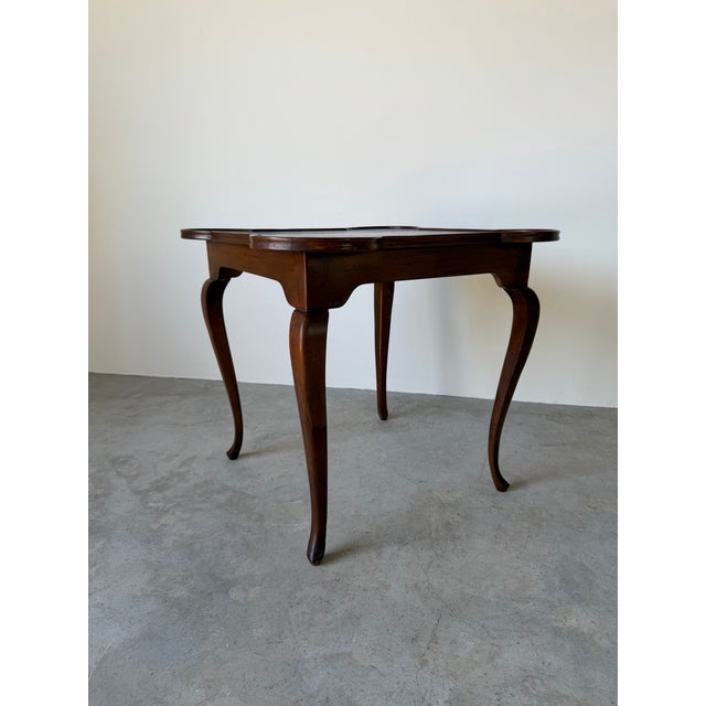 Vintage Hollywood Regency Italian Quatrefoil Wood Game Table For Sale - Image 10 of 12