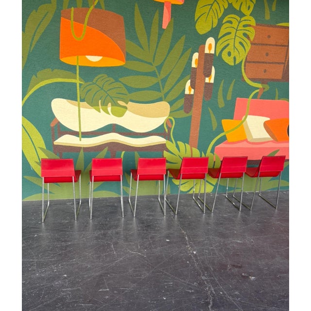 Postmod Italian Leather & Chrome Dining Chairs - 6 For Sale - Image 13 of 13