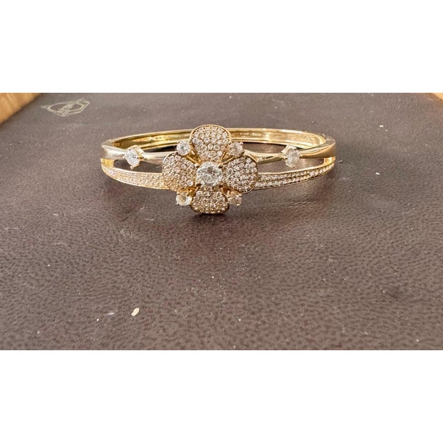 3.8 Carat Diamond 14 Karat Gold Cocktail Bangle Bracelet /cuff Estate 13.8 Gm For Sale - Image 17 of 18