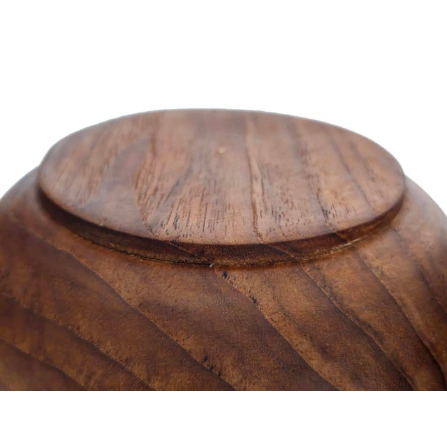 Chestnut 1970s Hand Turned Teak Wood Set of Bowls, 5 Pieces For Sale - Image 8 of 11