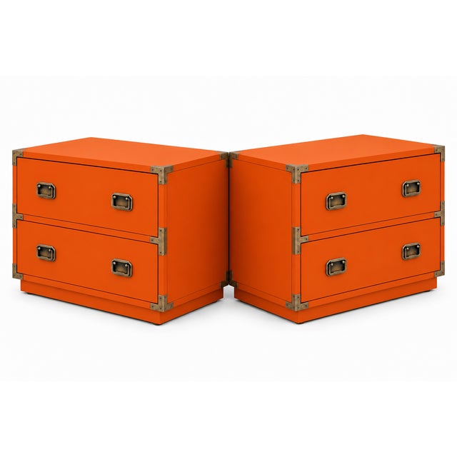 Mid-Century Modern Mid Century Modern Campaign Nightstands - Pair For Sale - Image 3 of 5
