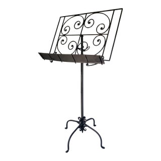 French Country Black Metal Book & Music Stand For Sale