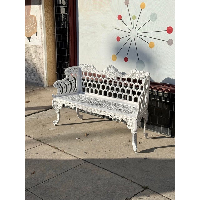 Vintage Cast Aluminum Outdoor Bench For Sale - Image 10 of 10