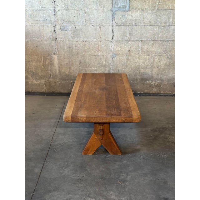 Tan Brutalist Oak Coffee Table by De Puydt For Sale - Image 8 of 12