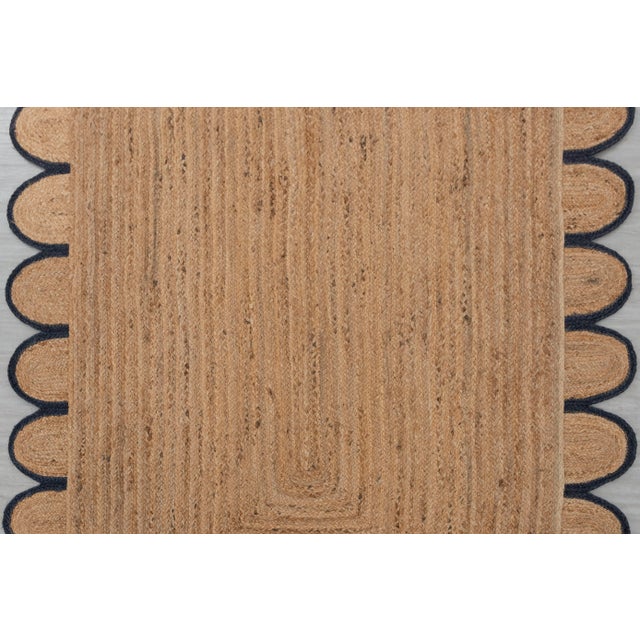 Navy Blue Scallop Edge Jute Rug 6x9 Ft. For Sale - Image 12 of 13