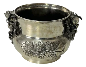 Hand-Chiseled 925 Sterling Silver Champagne Bucket, 1980s