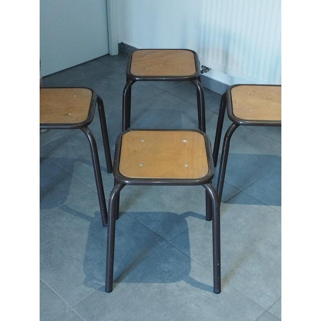 Vintage Industrial Stackable Bar Stools from Mullca, France, 1950s, Set of 4 For Sale - Image 18 of 18