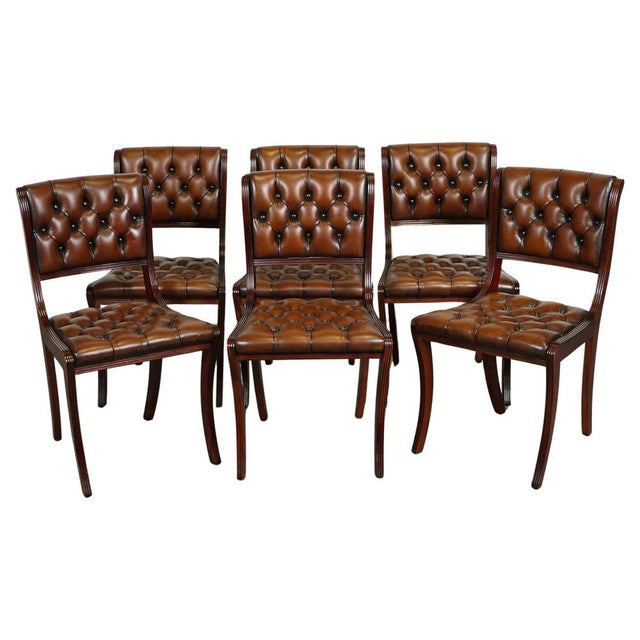Chesterfield Leather Dining Chairs, Set of 6 For Sale - Image 16 of 16