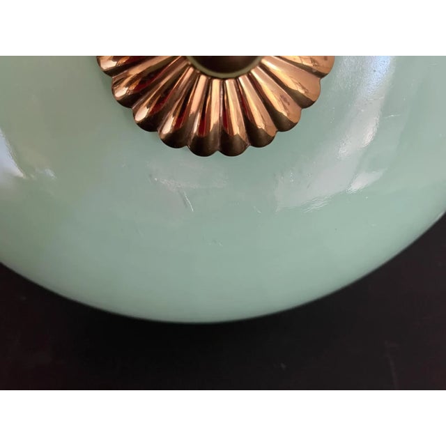 Mint Green Scalloped Flush Light, 1940s For Sale - Image 9 of 12