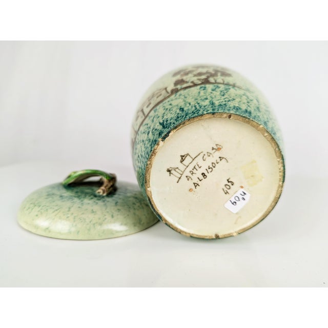 Green Hand Painted Ceramic Box by Arte Casa Albisola, 1940s For Sale - Image 8 of 11