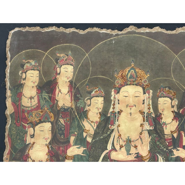 Oriental Tong Dynasty Style Bodhisattva Painting on Paper Mache Wall Art For Sale - Image 12 of 12