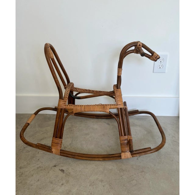 1960s Italian Bent Bamboo & Rattan Rocking Horse Attributed to Franco Albini For Sale In Houston - Image 6 of 11