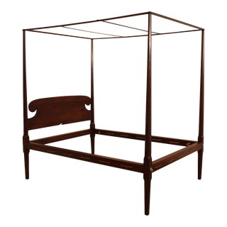 Custom Vintage Reproduction Pine Full Size Canopy Poster Bed For Sale