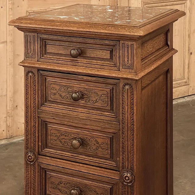 19th Century French Neoclassical Marble Top Nightstand For Sale - Image 9 of 13