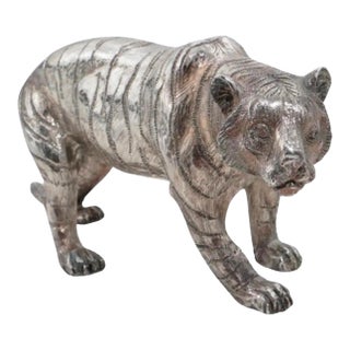1990s Sterling Silver Over Resin Bengal Tiger For Sale