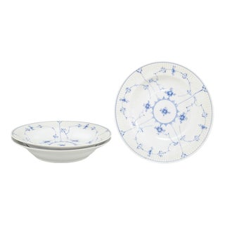 Blue Fluted Plain Deep Plates in Porcelain from Royal Copenhagen, Set of 3 For Sale