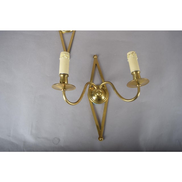 French Brass Wall Sconces with Diamond Backplates, 1960s, Set of 3 For Sale - Image 16 of 18