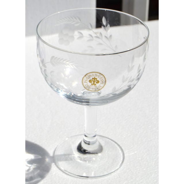 1930s Art Deco Flemington Cut Glass Champagne Coupe Hand-Cut Daisy Floral Designs For Sale - Image 13 of 13
