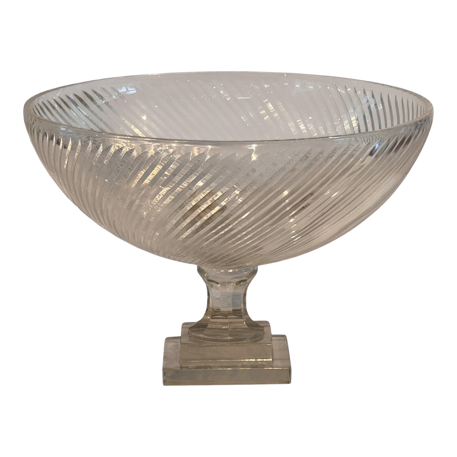 Large Cut Glass Compote on Tiered Base | Chairish