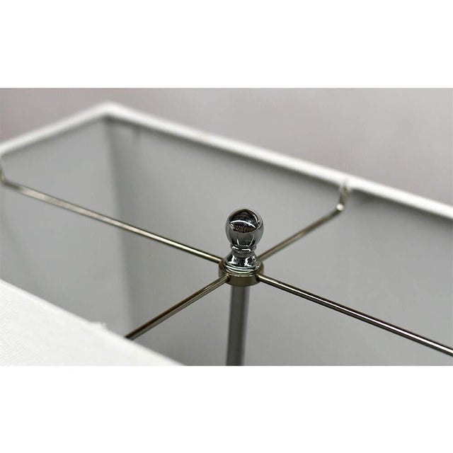 Chrome Black Synthetic Leather and Chrome Block Table Lamps With Pull‑Chain Switches – Pair For Sale - Image 8 of 10