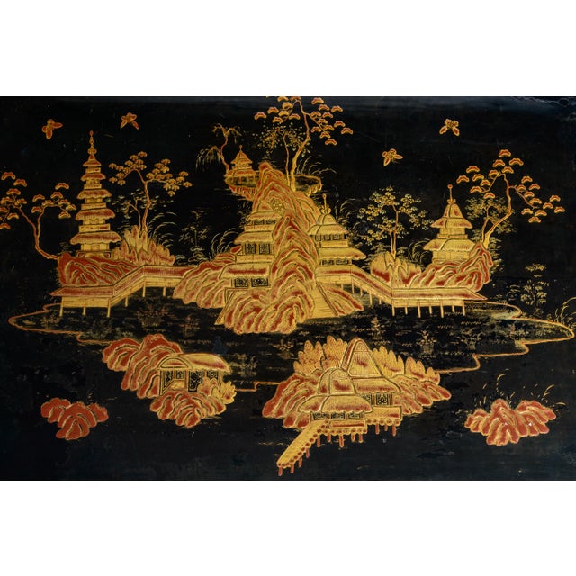 Mid 19th Century Exceptional 19th Century Chinoiserie Lacquer Work Table For Sale - Image 5 of 14