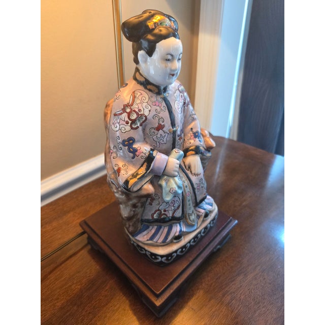 Chinoiserie Asian Figural Porcelain Lamp For Sale In Indianapolis - Image 6 of 12