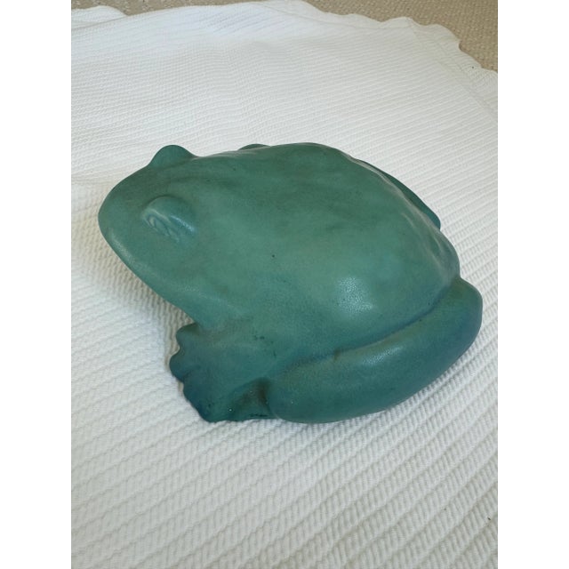 Van Briggle Vintage Van Briggle Pottery Turquoise Frog Garden Ornament For Sale - Image 4 of 9
