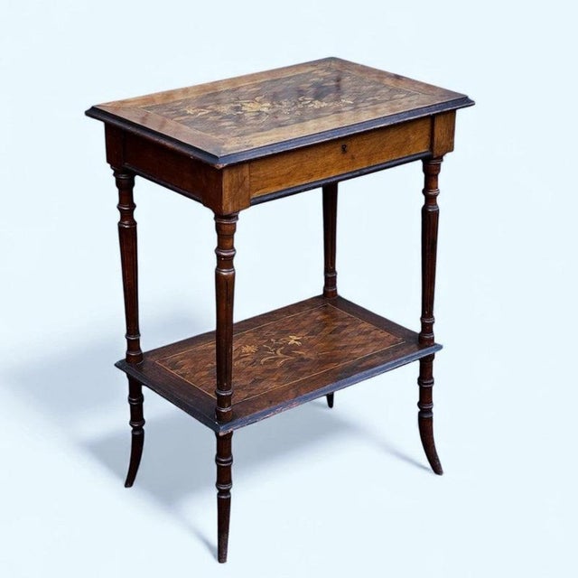Glass Marquetry Dressing Table with Mirror For Sale - Image 7 of 7