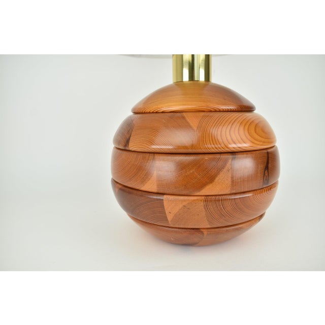 Modernist Pine Wooden Table Light, 1970s For Sale - Image 9 of 12