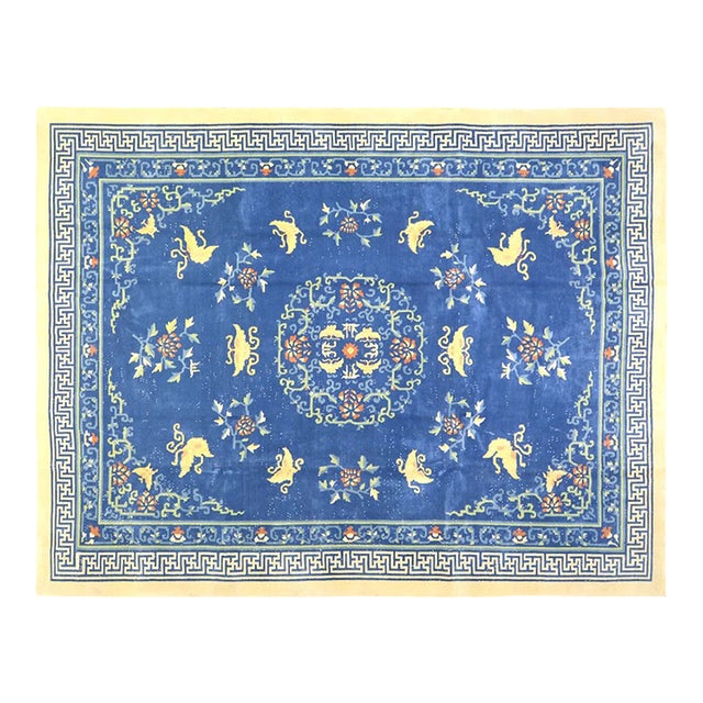 Vintage Chinese Art Deco Hand Knotted Wool Rug,9' X 11'6'' For Sale