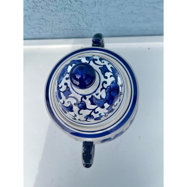 Blue & White Floral Double Handle Ginger Jar For Sale - Image 4 of 5
