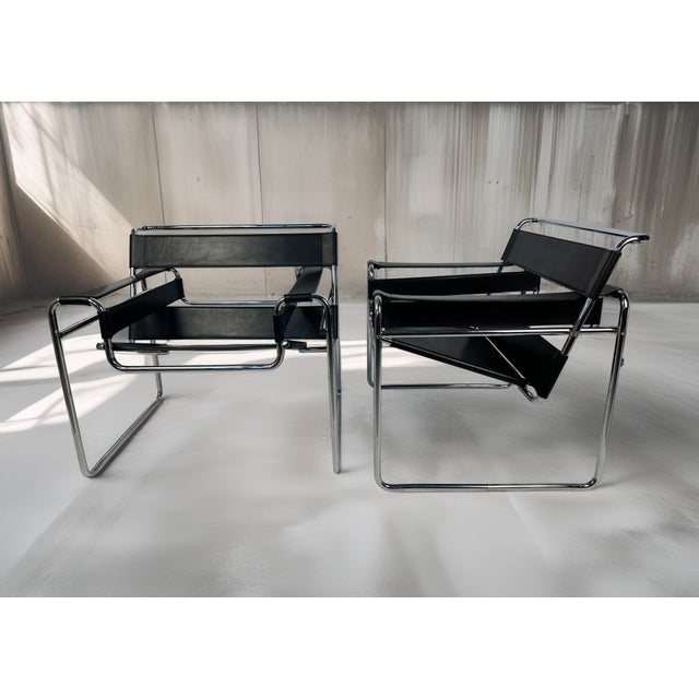 Marcel Breuer Vintage Wassily Chairs by Marcel Breuer, 1970s, Set of 2 For Sale - Image 4 of 16