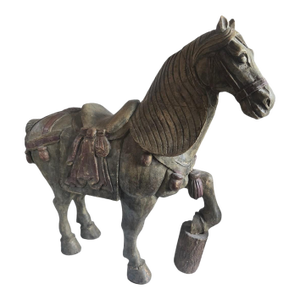 Republic Period Chinese Polychromed Carved Wooden Tang Horse