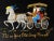 Vintage Black Metal Tray Hand-painted Victorian era horse-drawn carriage with courting couple "Put on Your Old Gray...