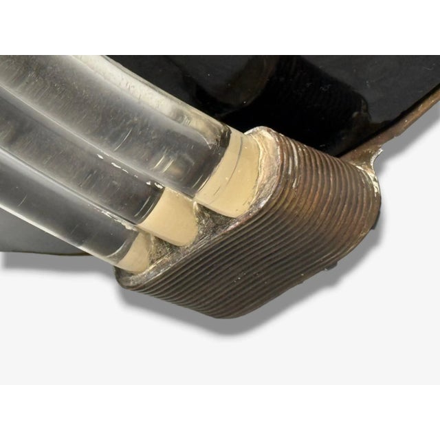 Pair of Italian Modern, Black Murano Glass, Brass, Large Sconces, Italy, 1930s For Sale In New York - Image 6 of 8