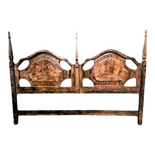 Spanish Revival Burled Walnut King Size Headboard by Drexel - Mid 20th Century For Sale