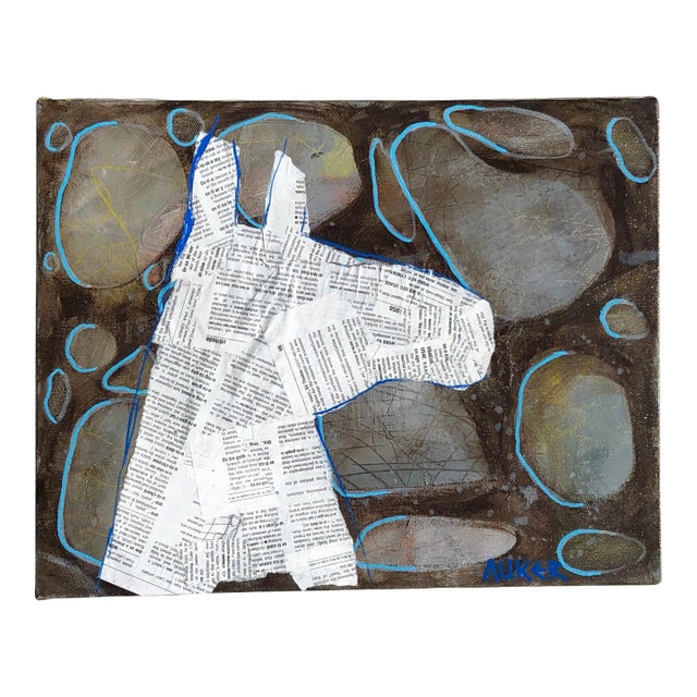 Horse in Text by Cassandra Auker Mixed Media on Stretched Canvas For Sale