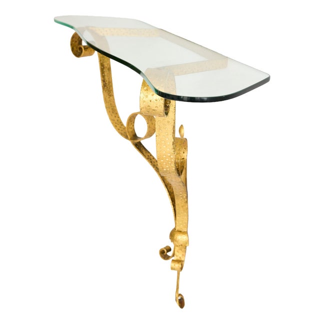 Hollywood Regency Italian Mid-Century Gilt Wall-Mount Console Table by Pier Luigi Colli, 1940s For Sale - Image 3 of 16