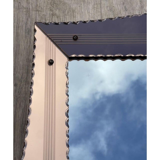 Art Deco Rose Coloured Glass Venetian Mirror, 1930s For Sale - Image 6 of 18