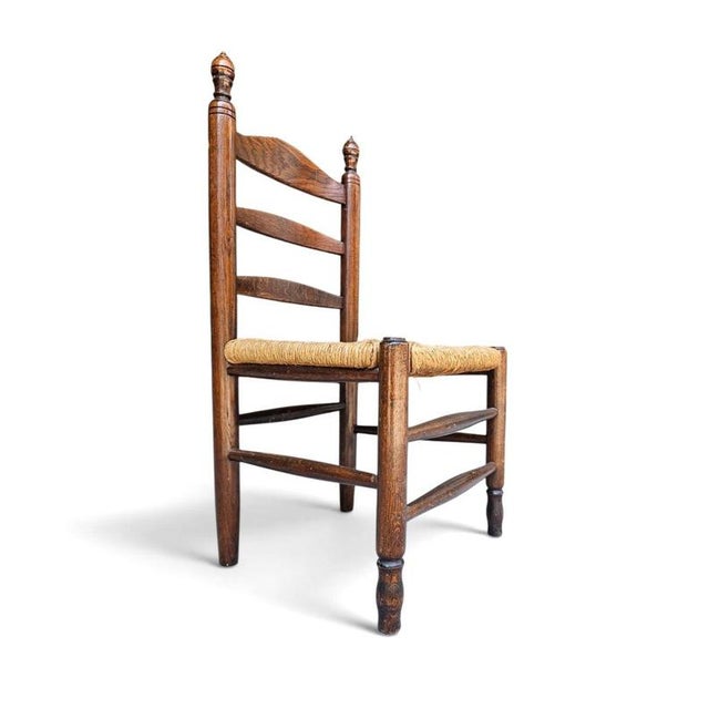Brown Vintage Provicial Ladderback Children's Chairs with Rush Seat, 1930s, Set of 3 For Sale - Image 8 of 18