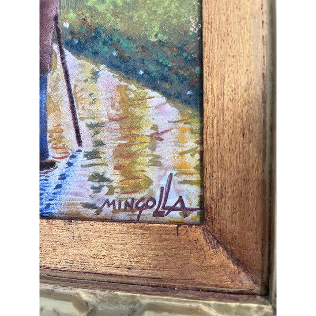 1970s Vintage Signed Enamel on Copper Street Scene Painting by Mingolla For Sale - Image 5 of 6