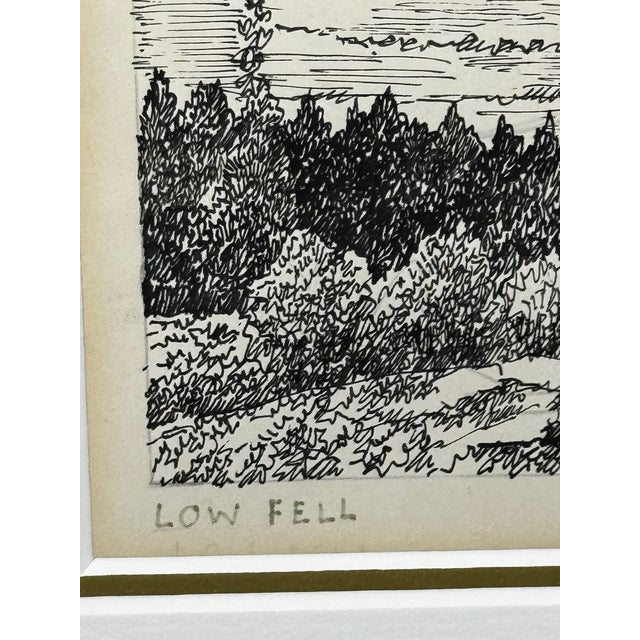 British Masterpiece Low Fell, From Lanthwaite Hill Original Pen-and-Ink Landscape Drawing Lake District, Cumbria Signed by Alfred Wainwright For Sale - Image 10 of 12