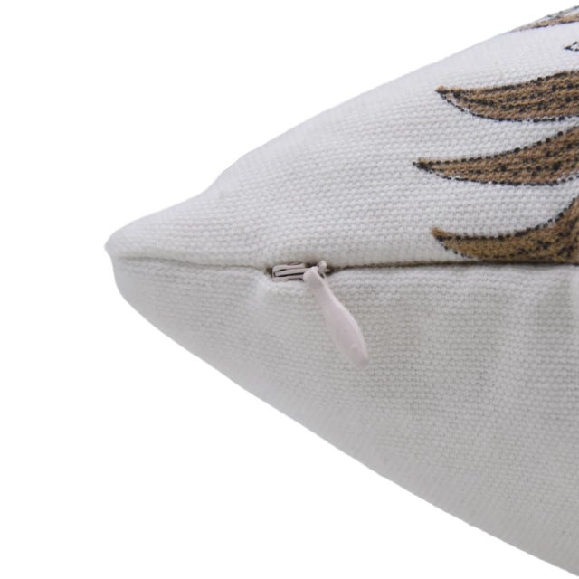 Art Deco Fabdivine Traditional Block Print Pillow Cover 14x20 Inch Thick Cotton White- Vrindavan For Sale - Image 3 of 4