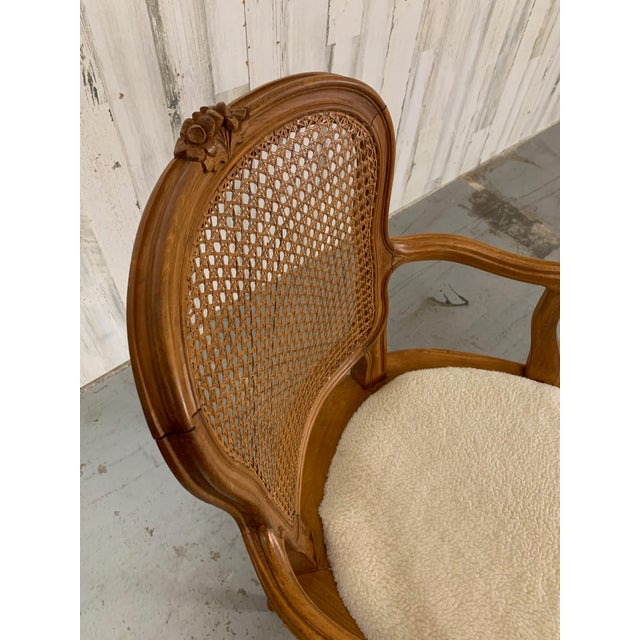 French Louis XV Style Cane Arm Chair For Sale - Image 3 of 11
