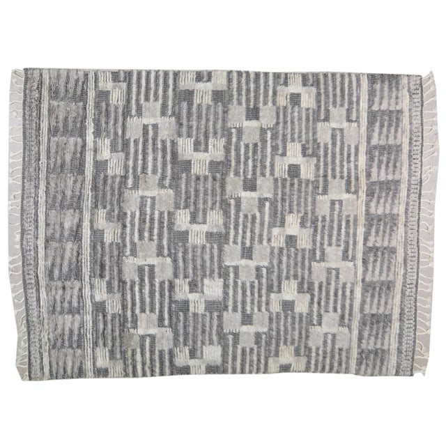 Textile 1990s Vintage Moroccan Hand Knotted Beni Ourain Rug With Soft Texture,8'X10'3" For Sale - Image 7 of 7