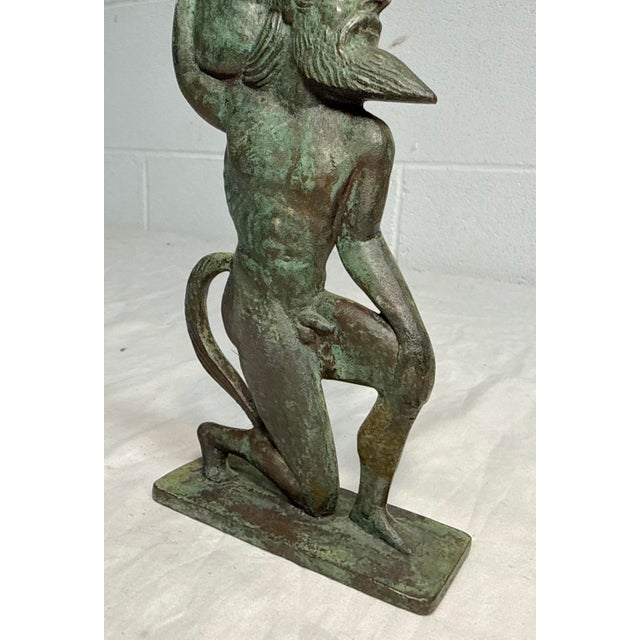 Bronze Antique Satyr Greek Mythical Creature Solid Bronze Statue Sculpture Artifact For Sale - Image 8 of 10