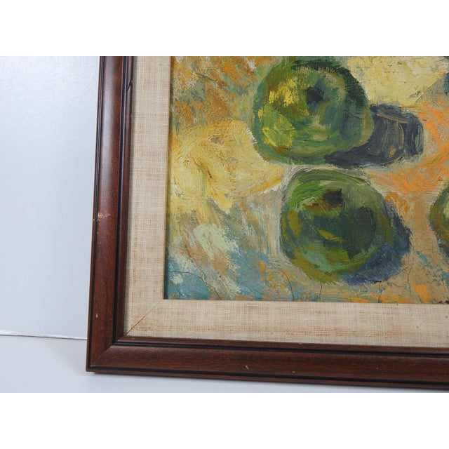 Early 20th Century Impressionist Green Apple Still Life Painting For Sale - Image 4 of 8