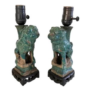 19th Century Chinese Foo Dogs as Lamps - a Pair