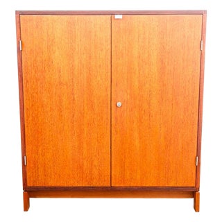 1960s Mid Century Danish Modern Compact Cabinet Teak Table Dresser Top Doors Denmark For Sale